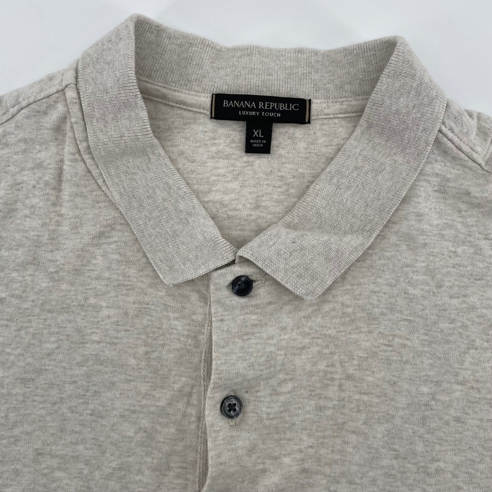 Banana Republic Luxury Touch Polo Shirt Men's Size XL Oatmeal Beige Cotton S/S